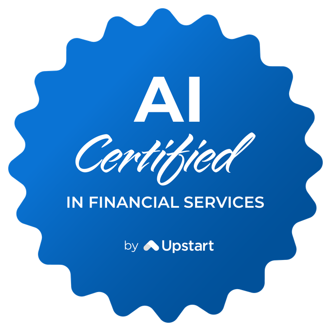 AI Certified in Financial Services by Upstart badge